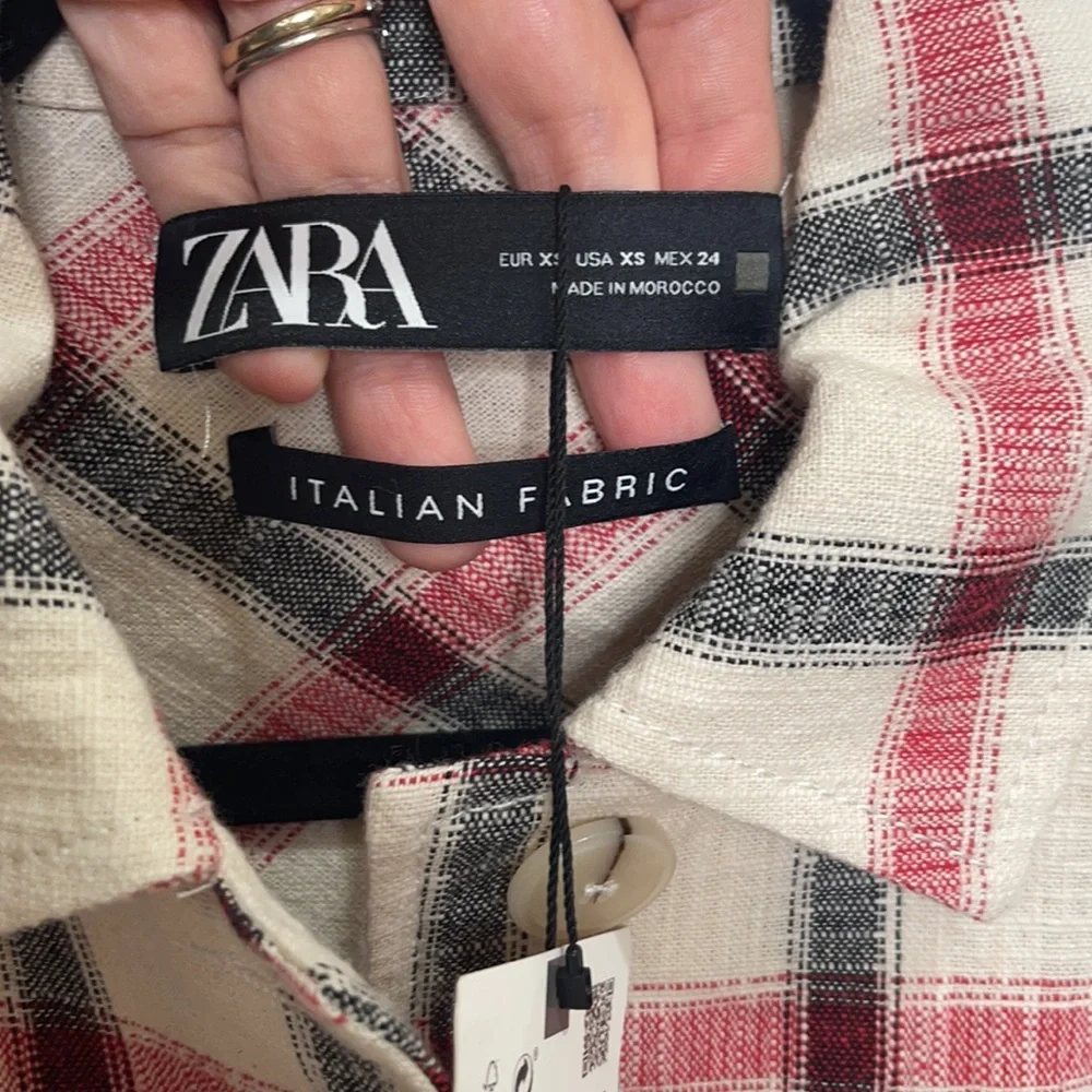 NEW ZARA PLAID OVERSIZED SHACKET COAT XS - Picture 2 of 7